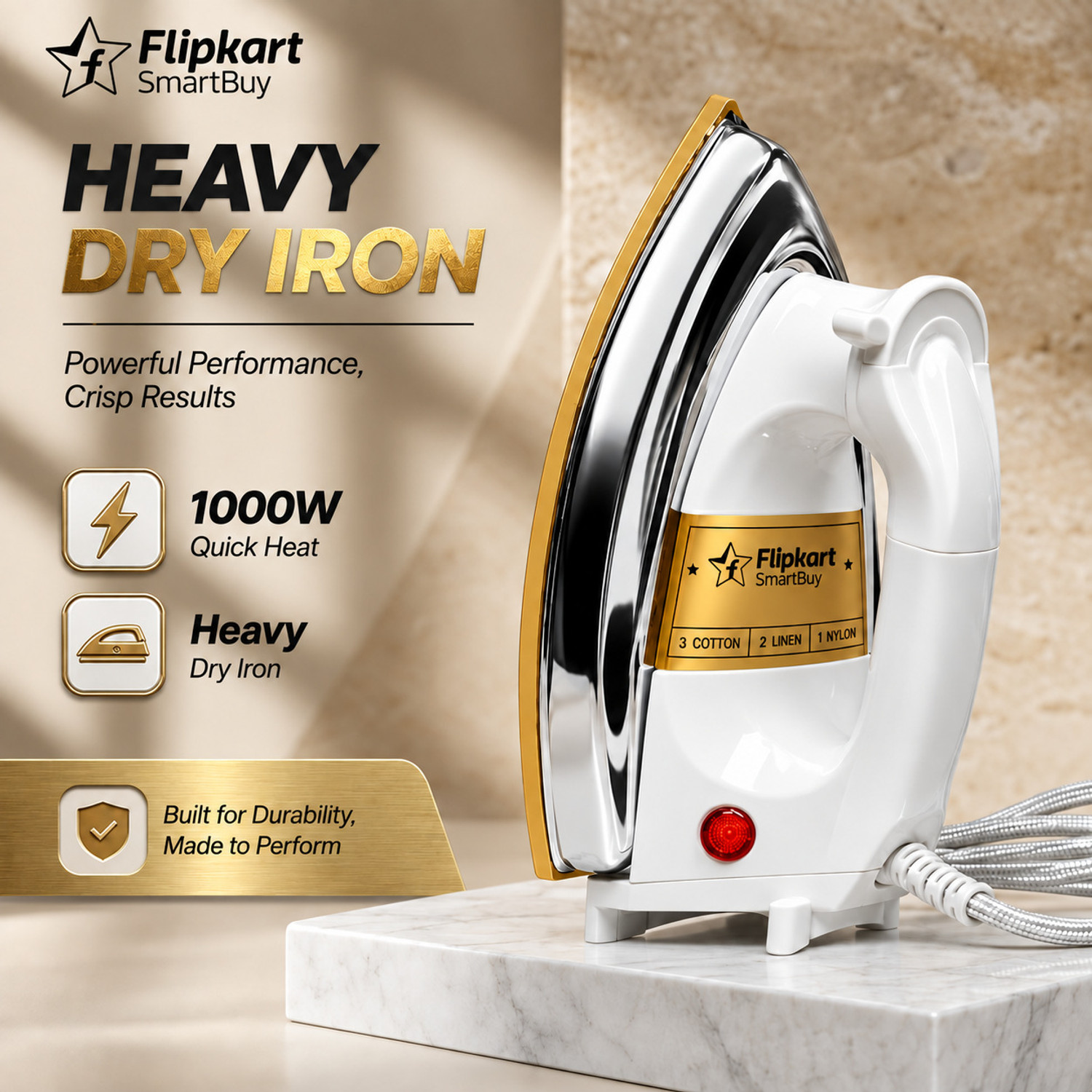 Image of Flipkart SmartBuy Heavy Weight Plancha 1000 W Dry Iron