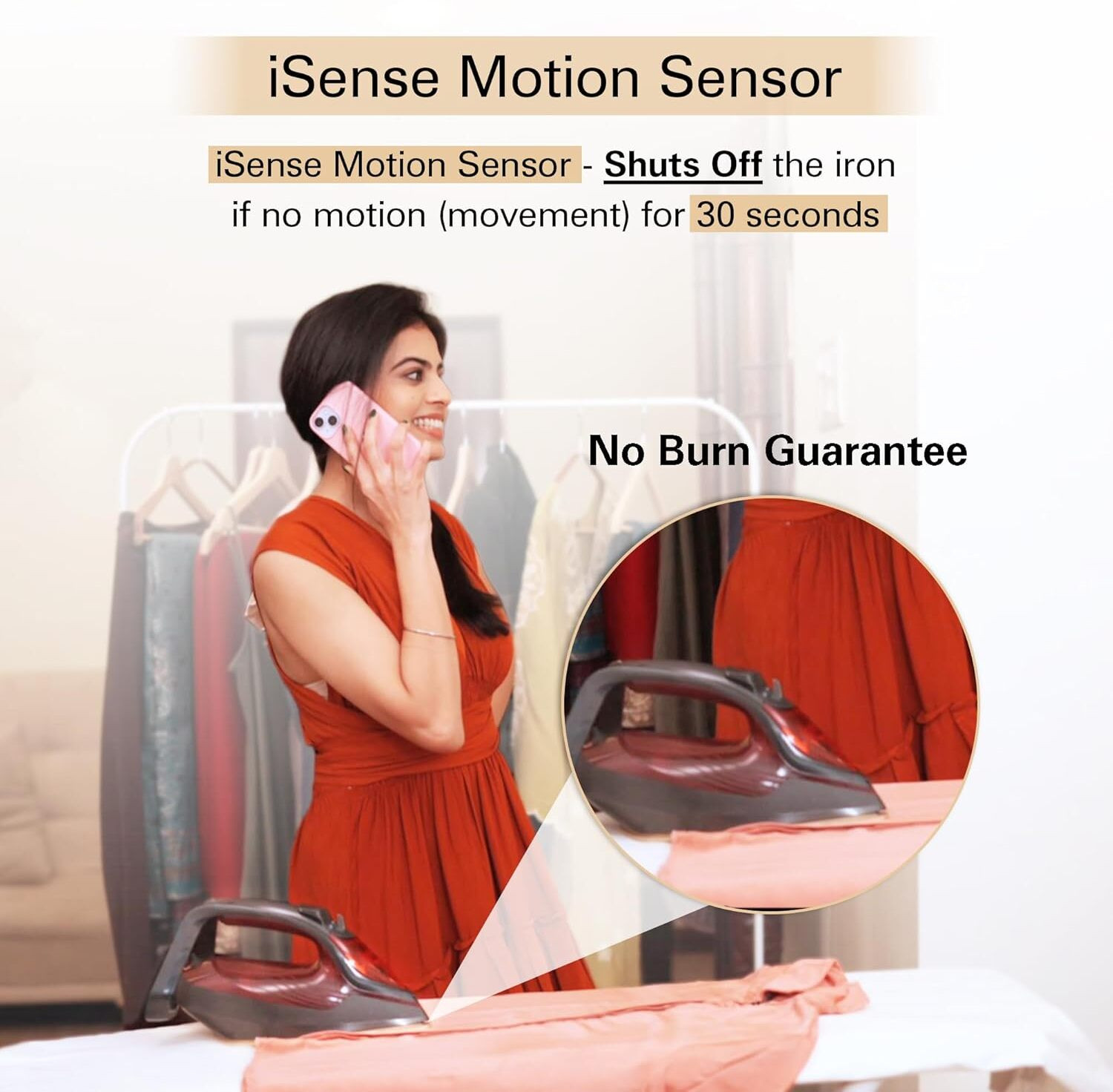 Image of Hamilton Beach Fully-Automatic Steam Iron with iSense Technology, Garment Steam Iron 2800 W Garment Steamer