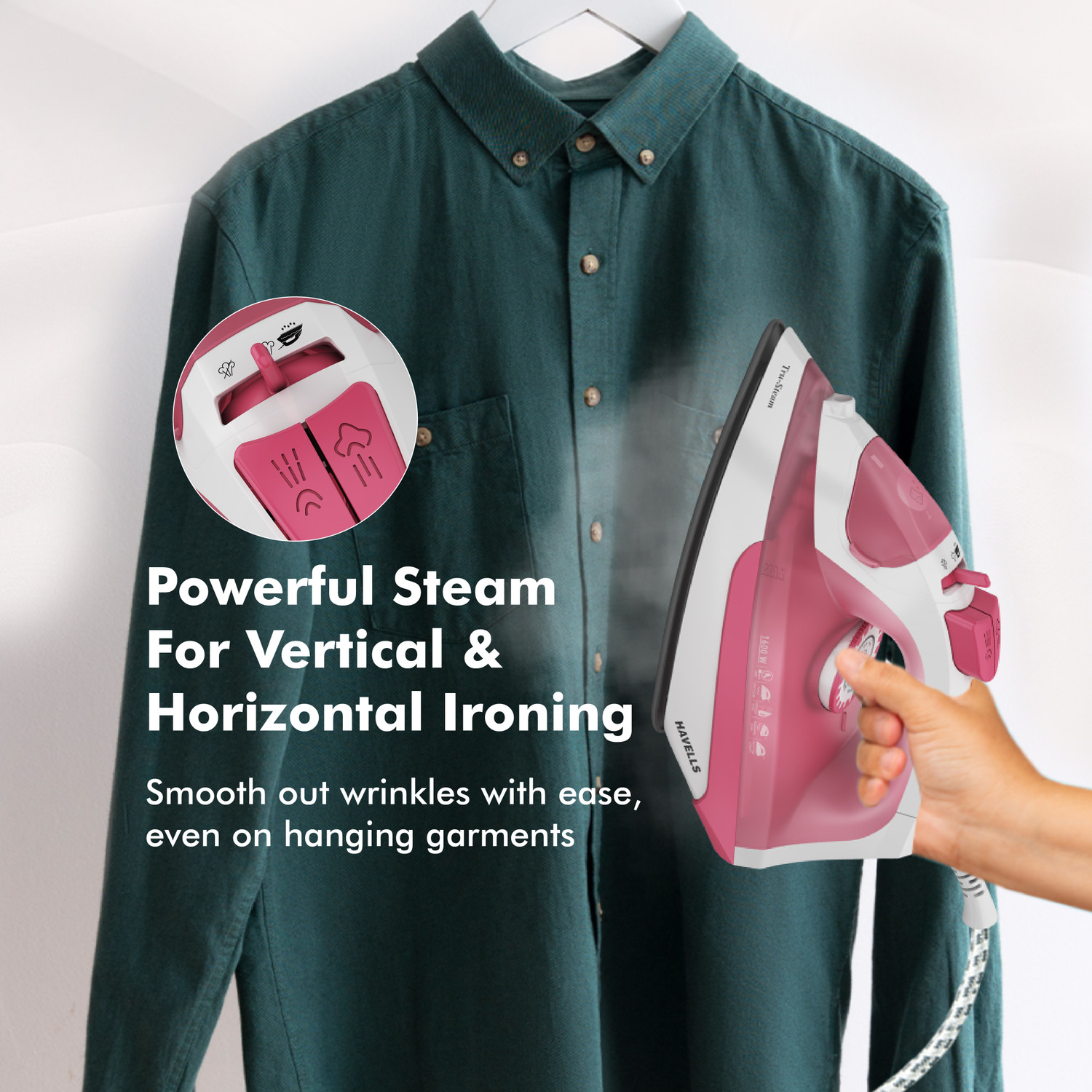 Image of HAVELLS by Havells Tru-Steam Steam Iron with Self Cleaning Function|Vertical & Horizontal Ironing 1600 W Steam Iron