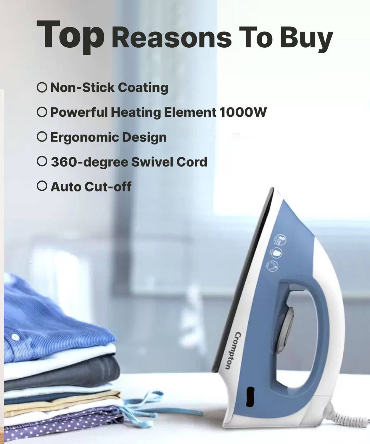 Crompton ACGEI-BRIO 1000W Dry Iron - Image 5