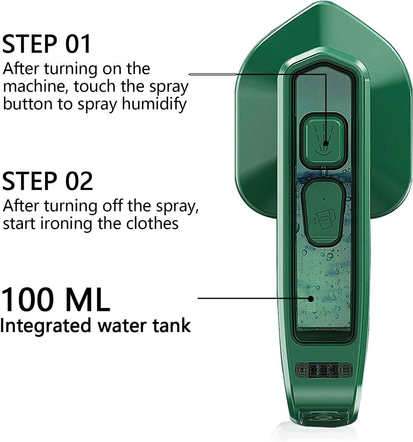 Image of Radhe Portable Mini Ironing Machine-Green 520 W Garment Steamer
