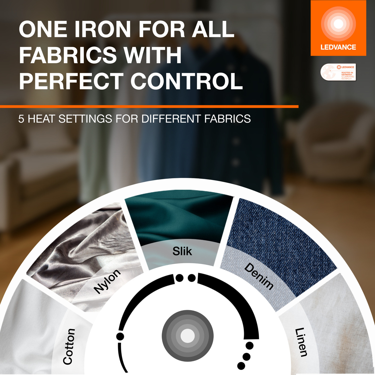 Image of ledvance Crease Master Pro 1000 Watt | Dry Iron for Clothes | Over Heat Protection | 1000 W Dry Iron