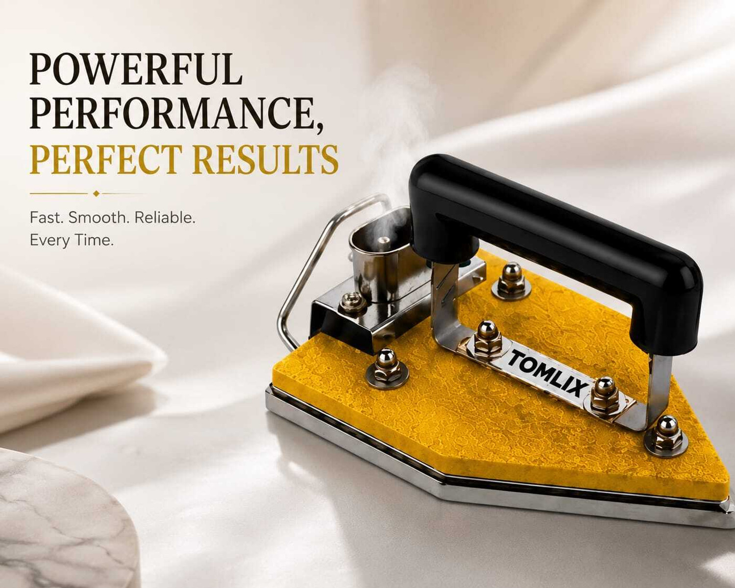 Image of TOMLIX Heavy Weight Electric Dry Iron Press Metal Soleplate Heavy Duty Iron 750 W Dry Iron (GOLDEN)