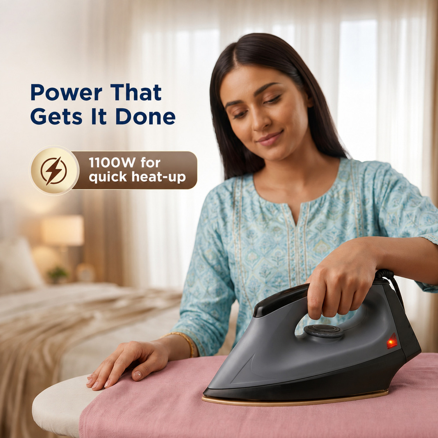 Image of Nova Plus Iron for Clothes Fast Heating Iron with Non-Stick Soleplate Temperature Control 1100 W Dry Iron