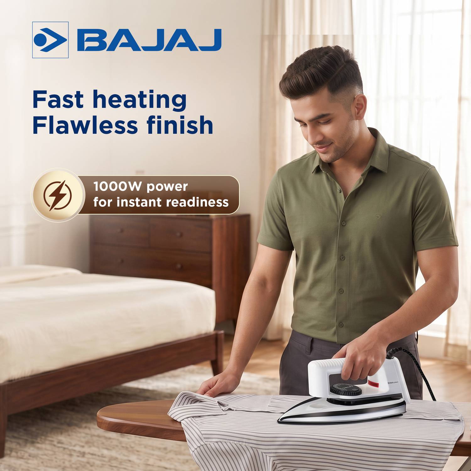 BAJAJ Popular 1000W Dry Iron White - Image 4