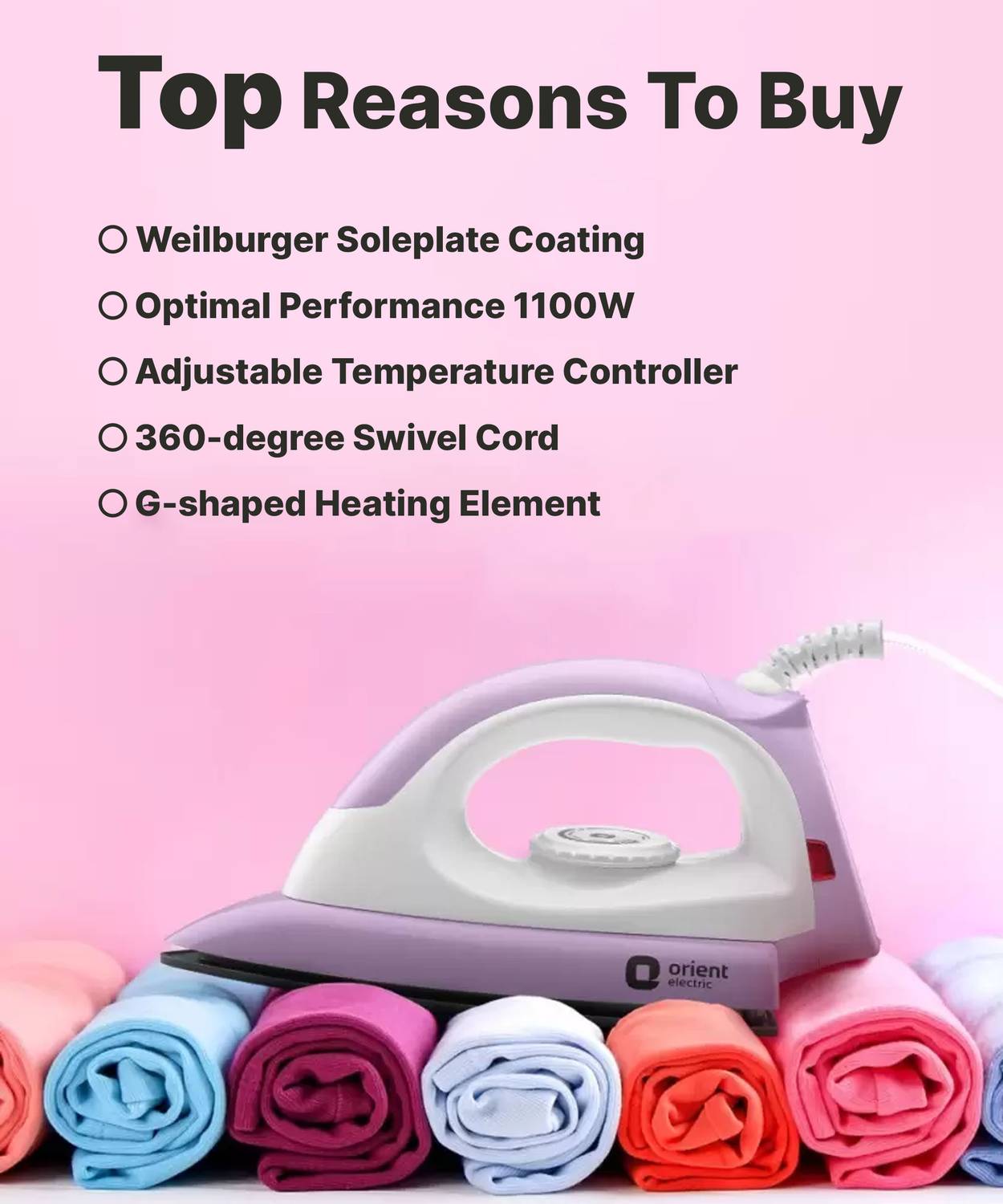 Orient Electric Panache Plus 1100W Dry Iron - Image 3