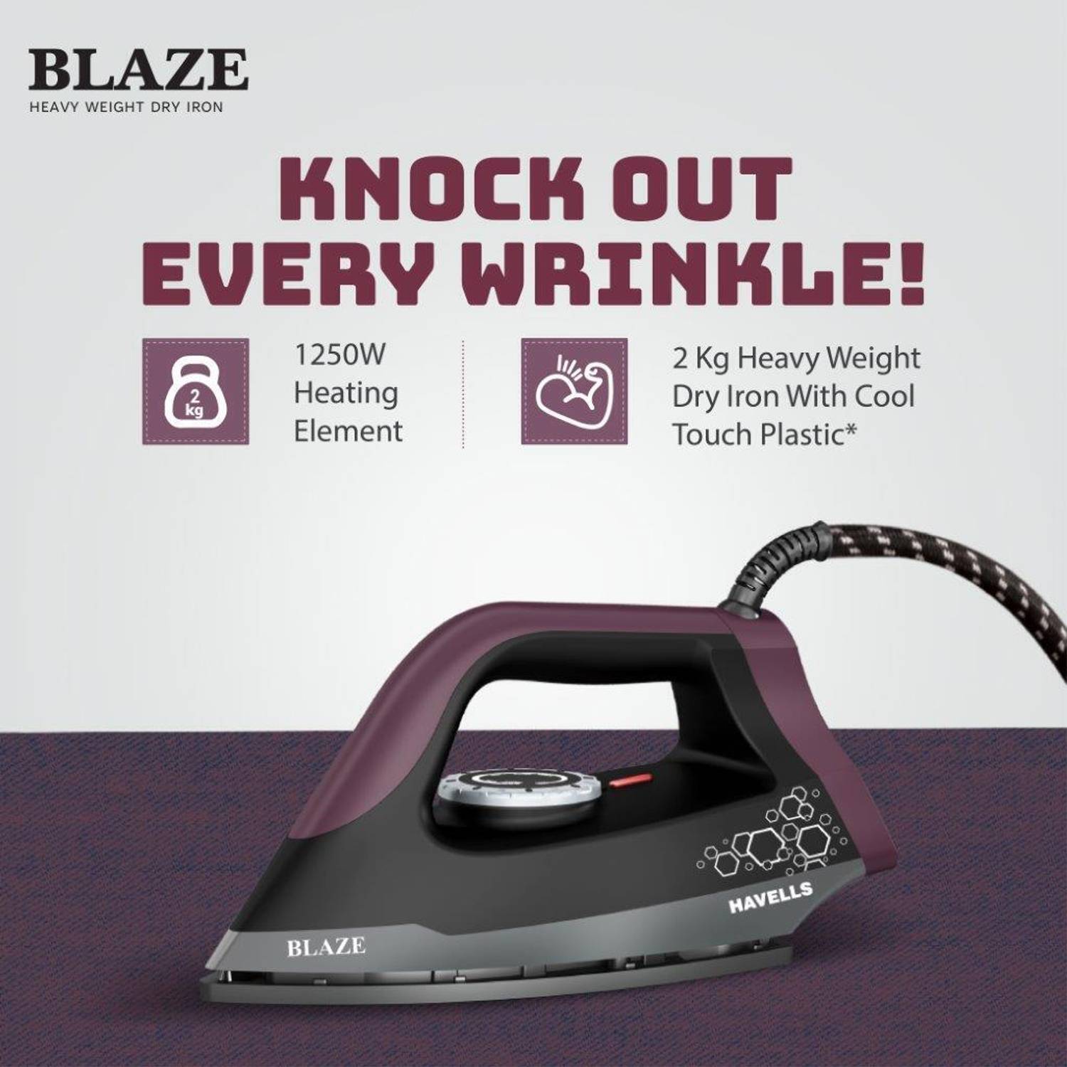 HAVELLS BLAZE DRY IRON 2KG 1250W - Image 2