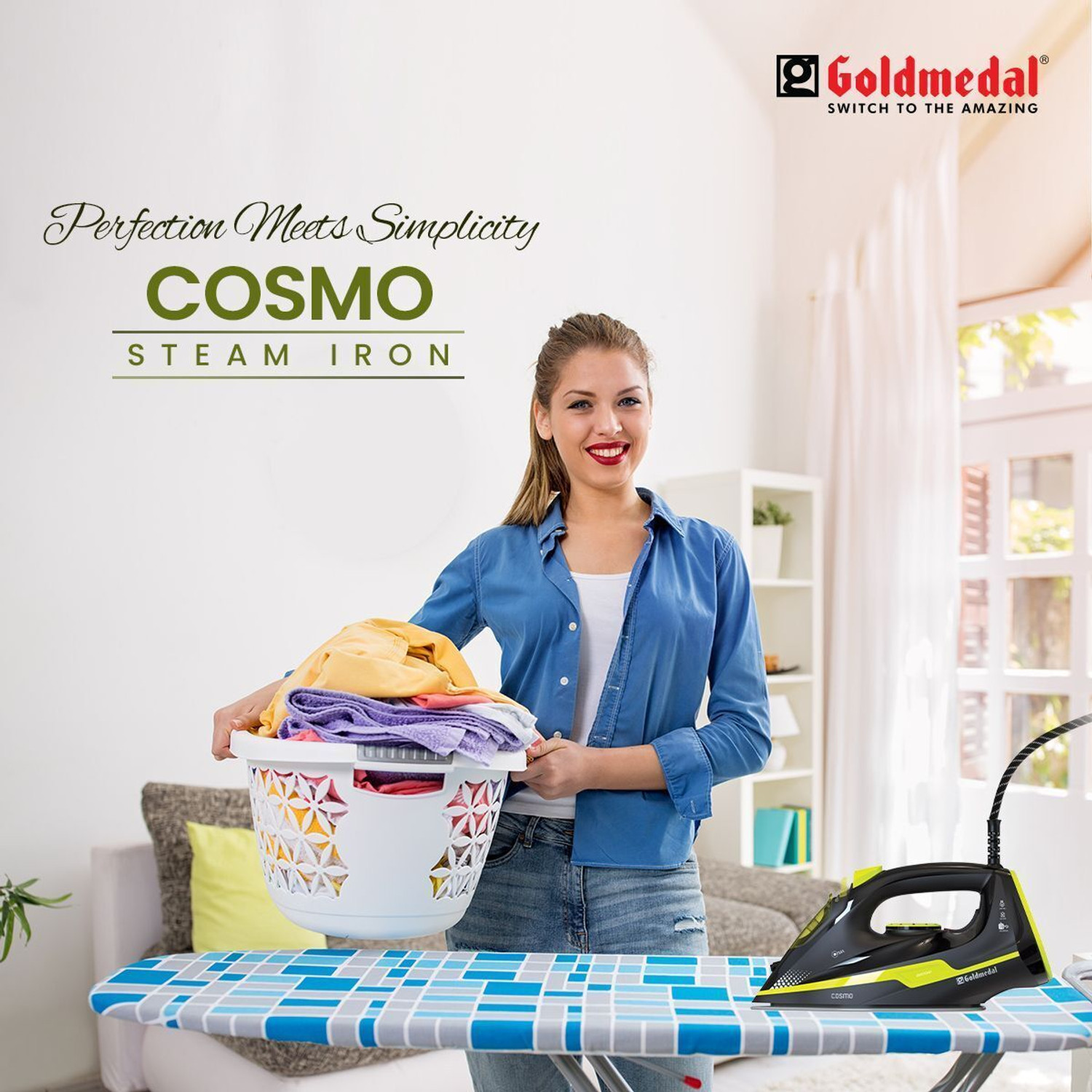 Image of Goldmedal Cosmo 2200 W Steam Iron (Green & Black)