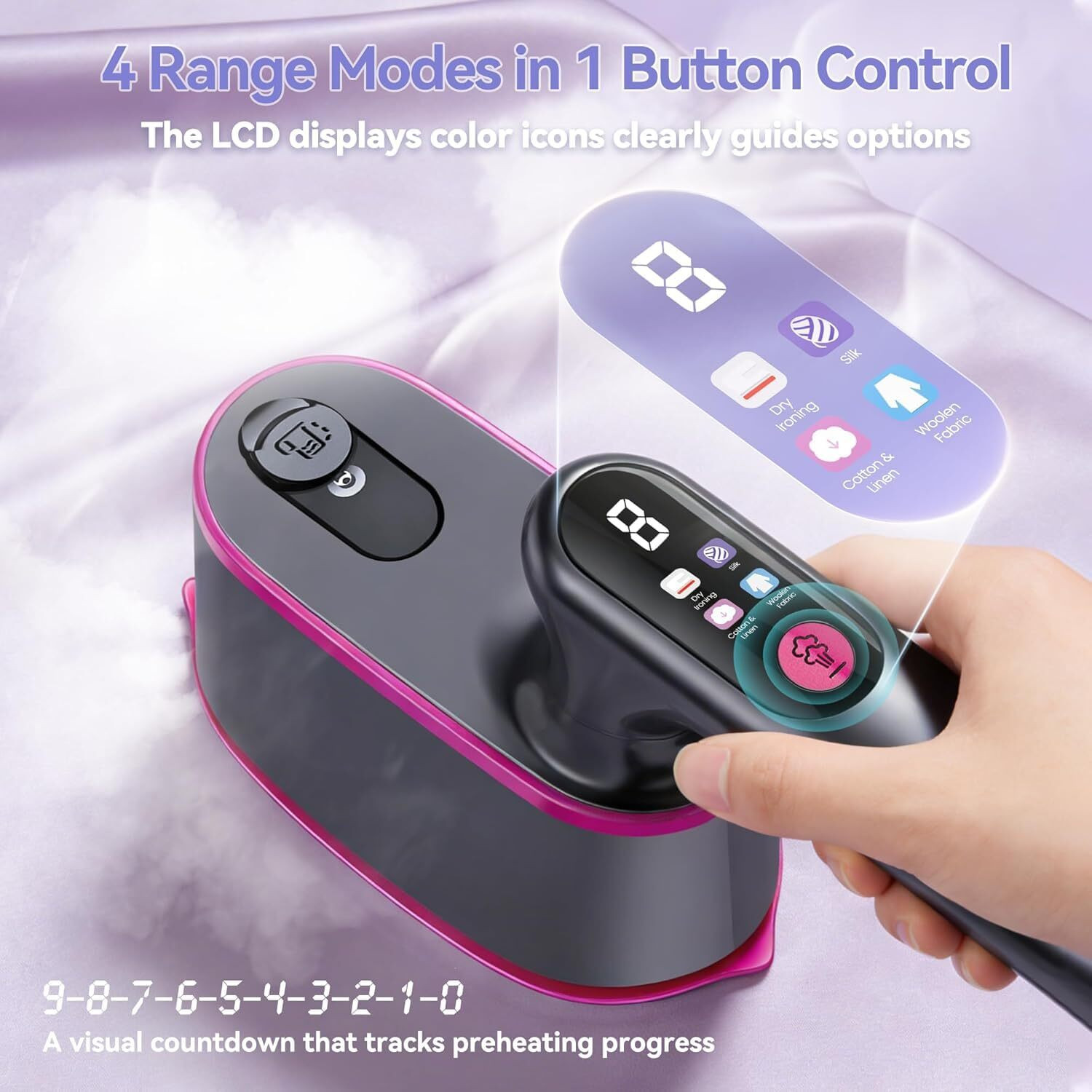 Image of DOCOSS 2-in 1 Handheld Garment Steamer For Clothes,Mini Steam Iron For Travel 1600 W Garment Steamer