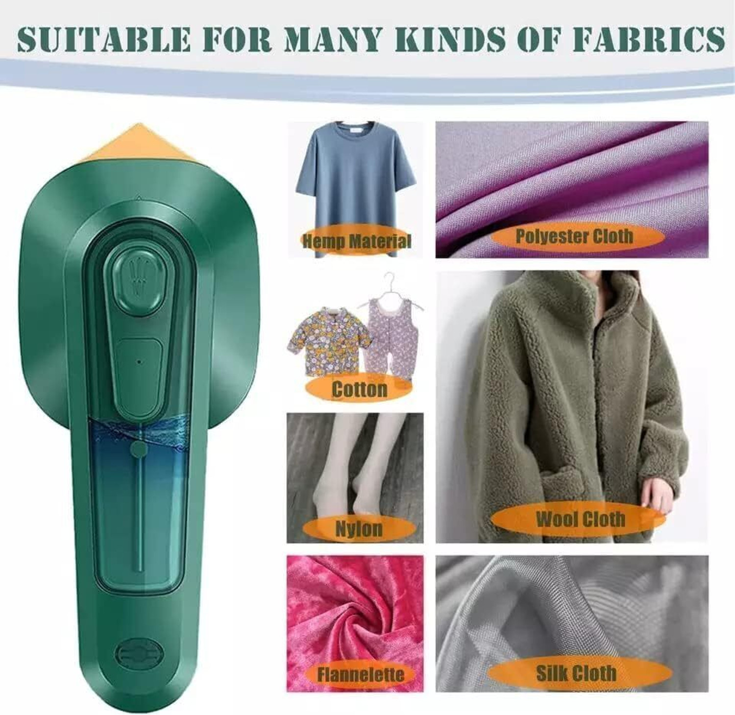 Image of Radhe Portable Mini Ironing Machine-Green 520 W Garment Steamer