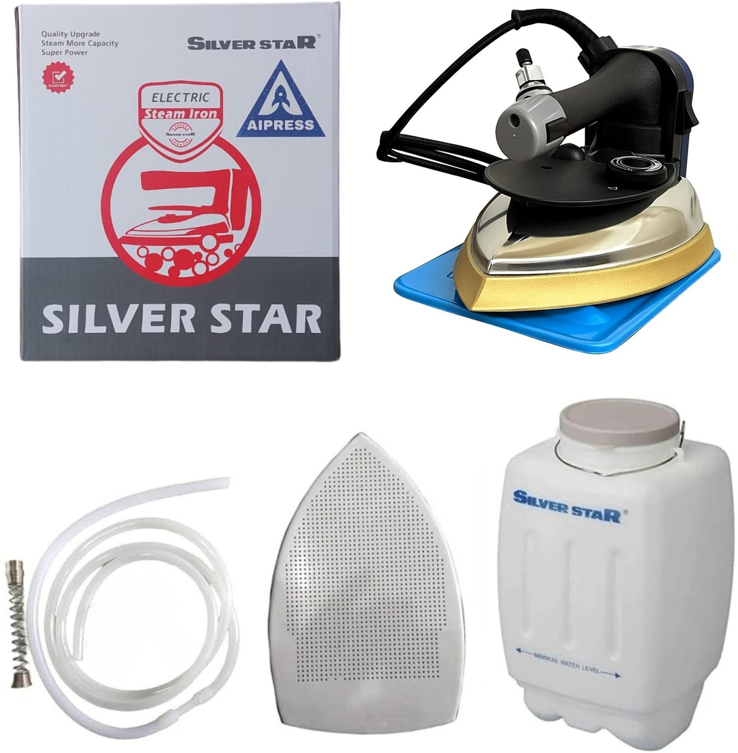 Image of Silver Star by AIPRESS STEAM IRON ES300 L 1800W FULL STEAM 220 W Steam Iron