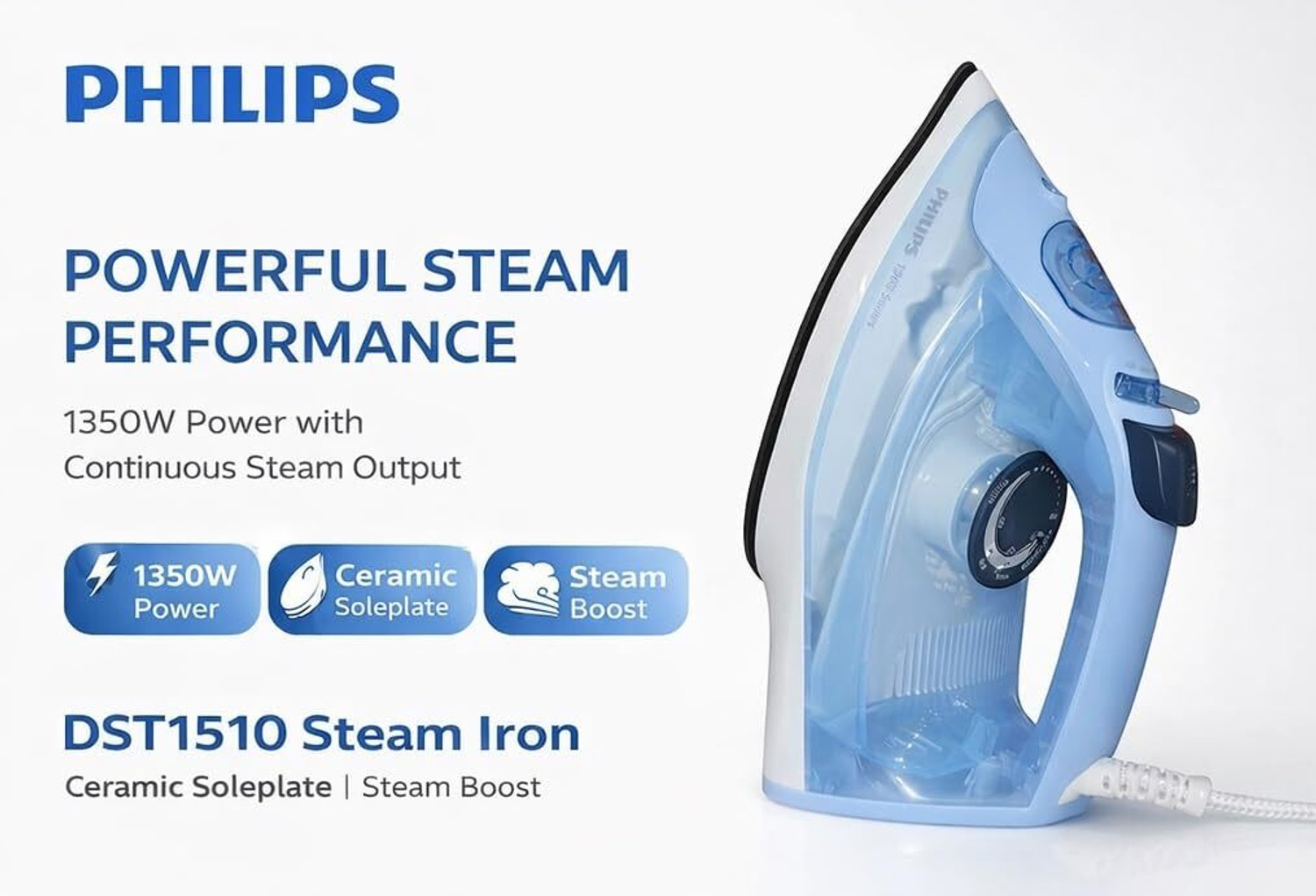 Image of PHILIPS DST1510 /20 Steam Iron 1350 W Steam Iron