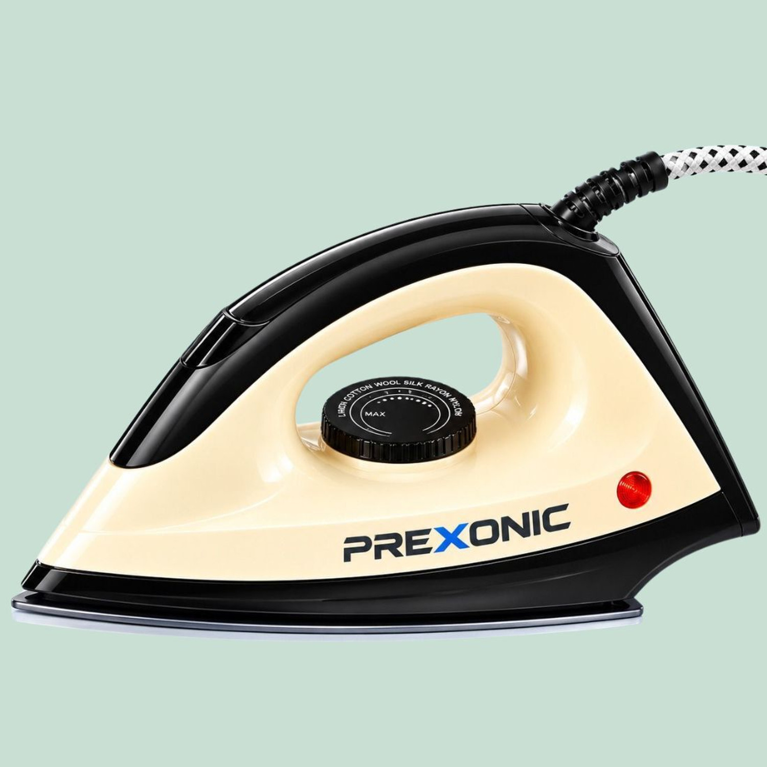 Image of PREXONIC 750W Garment Iron for Home Use with Adjustable Heat Settings 46 750 W Dry Iron (Cream Black)