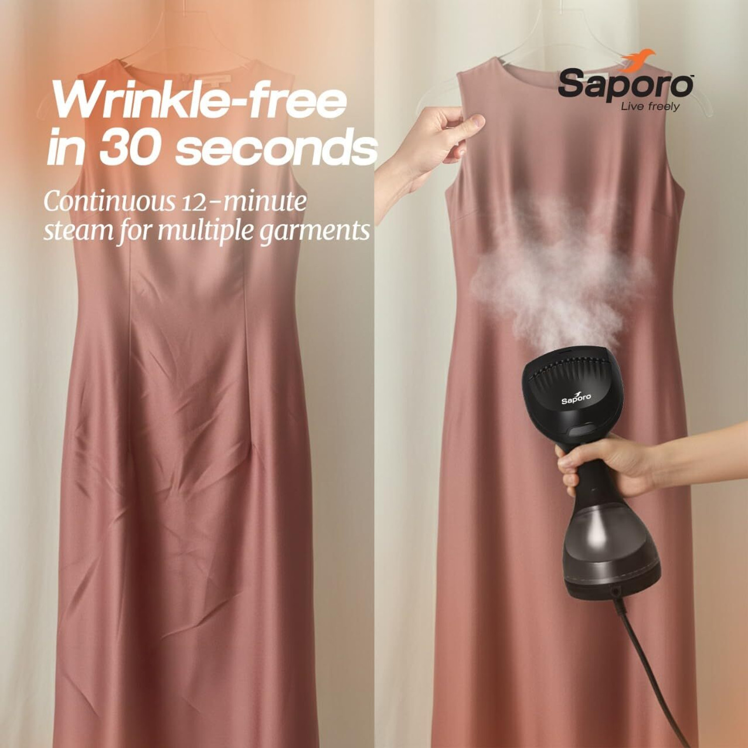 Image of SAPORO by SAPORO SteamMate Handheld Garment Steamer for Clothes, with 300ml Water Tank 1500 W Garment Steamer