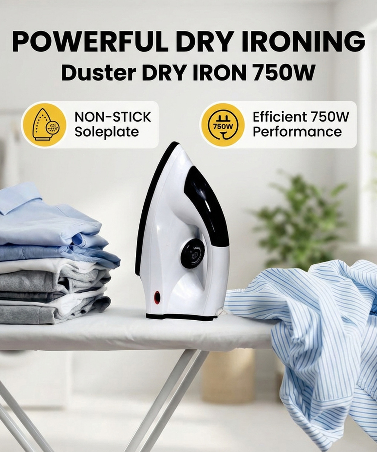 Image of Webilla Duster Dry Iron Non-Stick Light Weight Iron 1000 W Dry Iron