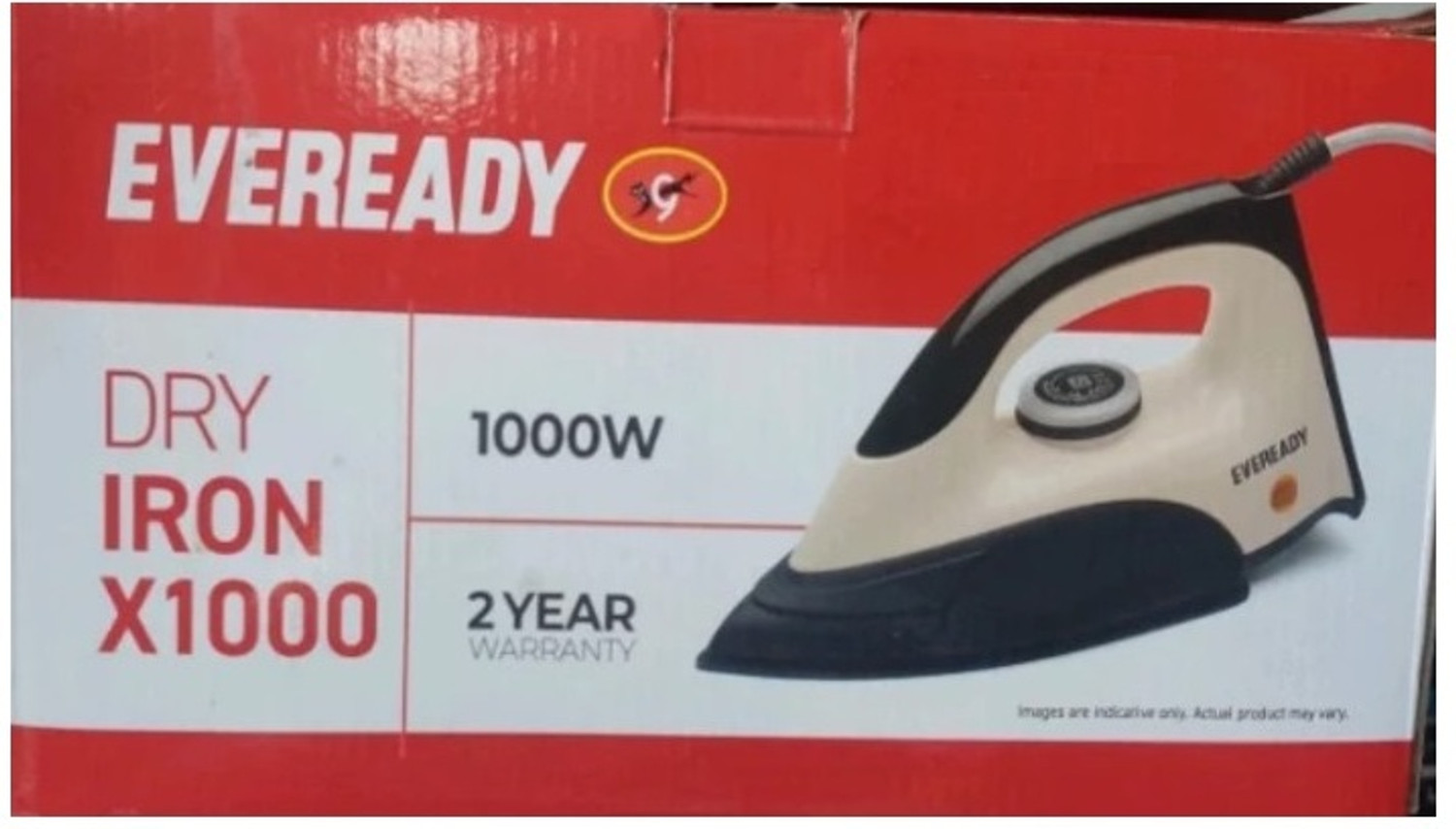 Image of EVEREADY 1000W DRY IRON X1000 DARK GREY PACK OF-01 PES. 1000 W Dry Iron (Dark Grey)
