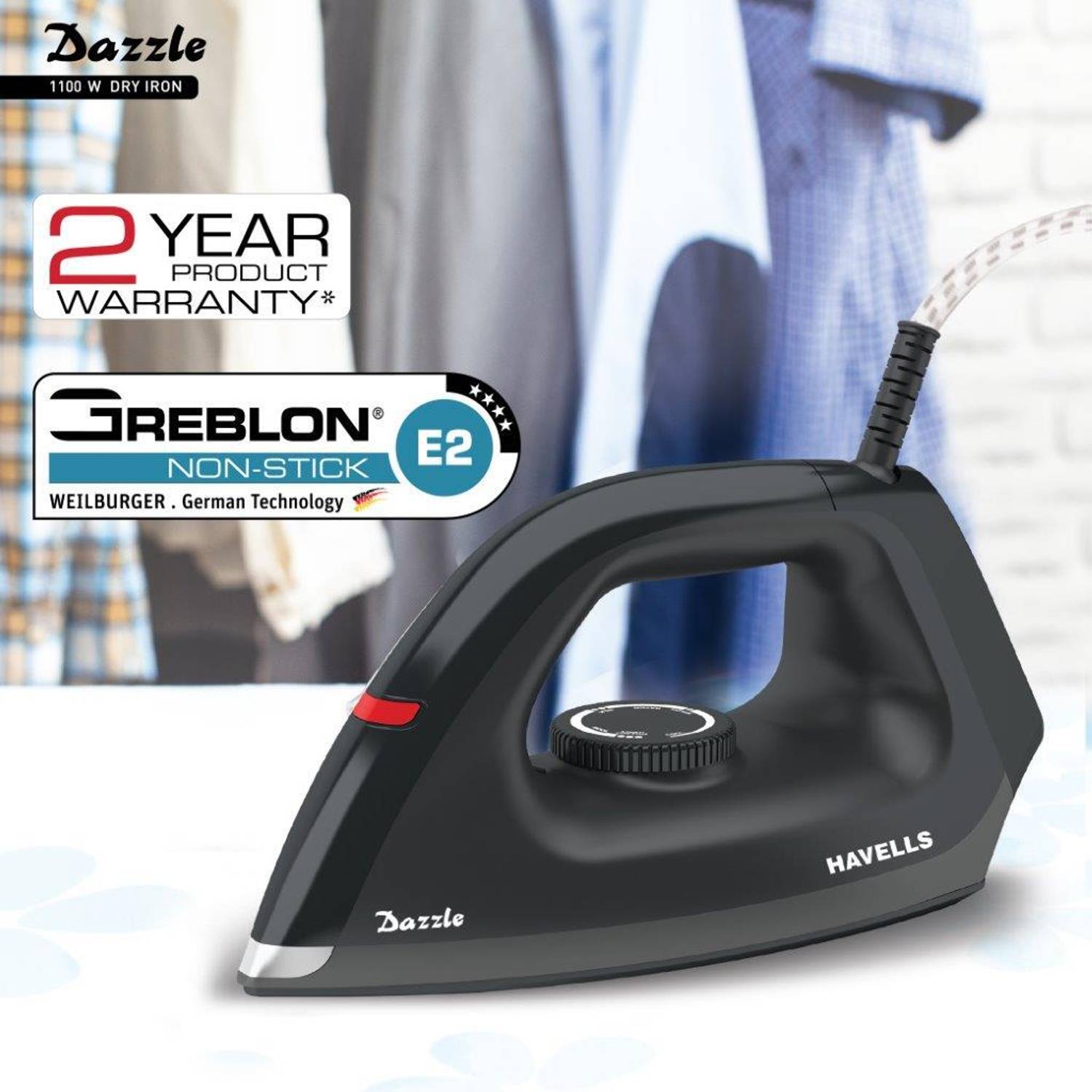 HAVELLS Dazzle 1100 W Dry Iron (Black)