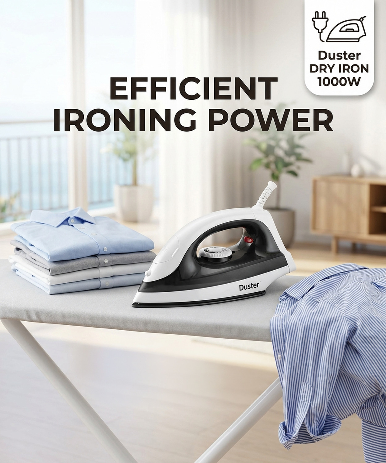 Image of Webilla Duster Dry Iron Non-Stick Light Weight Iron 1000 W Dry Iron