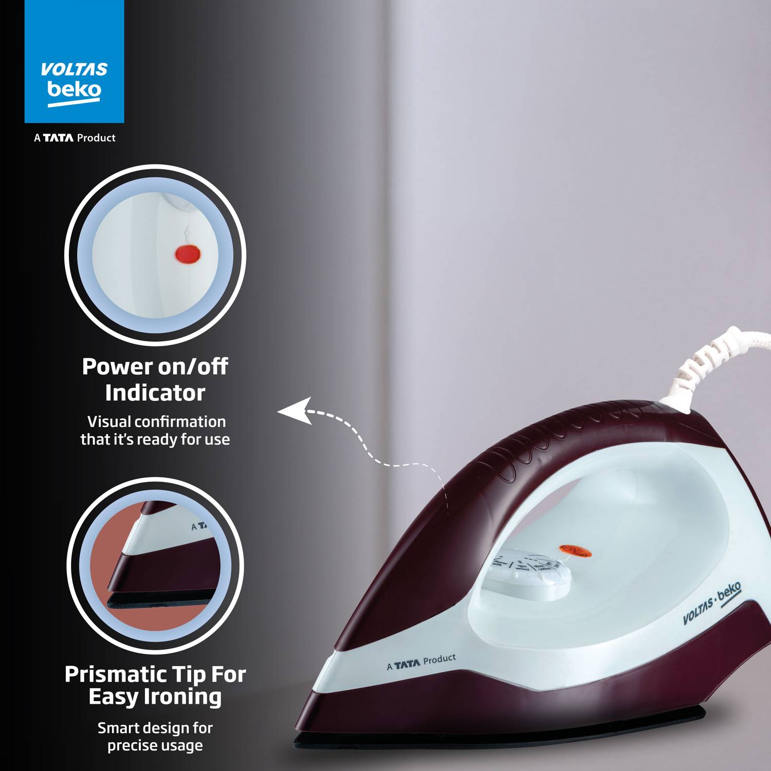 Voltas Beko by Tata I1000VD-BGWH 1000W Dry Iron - Image 5