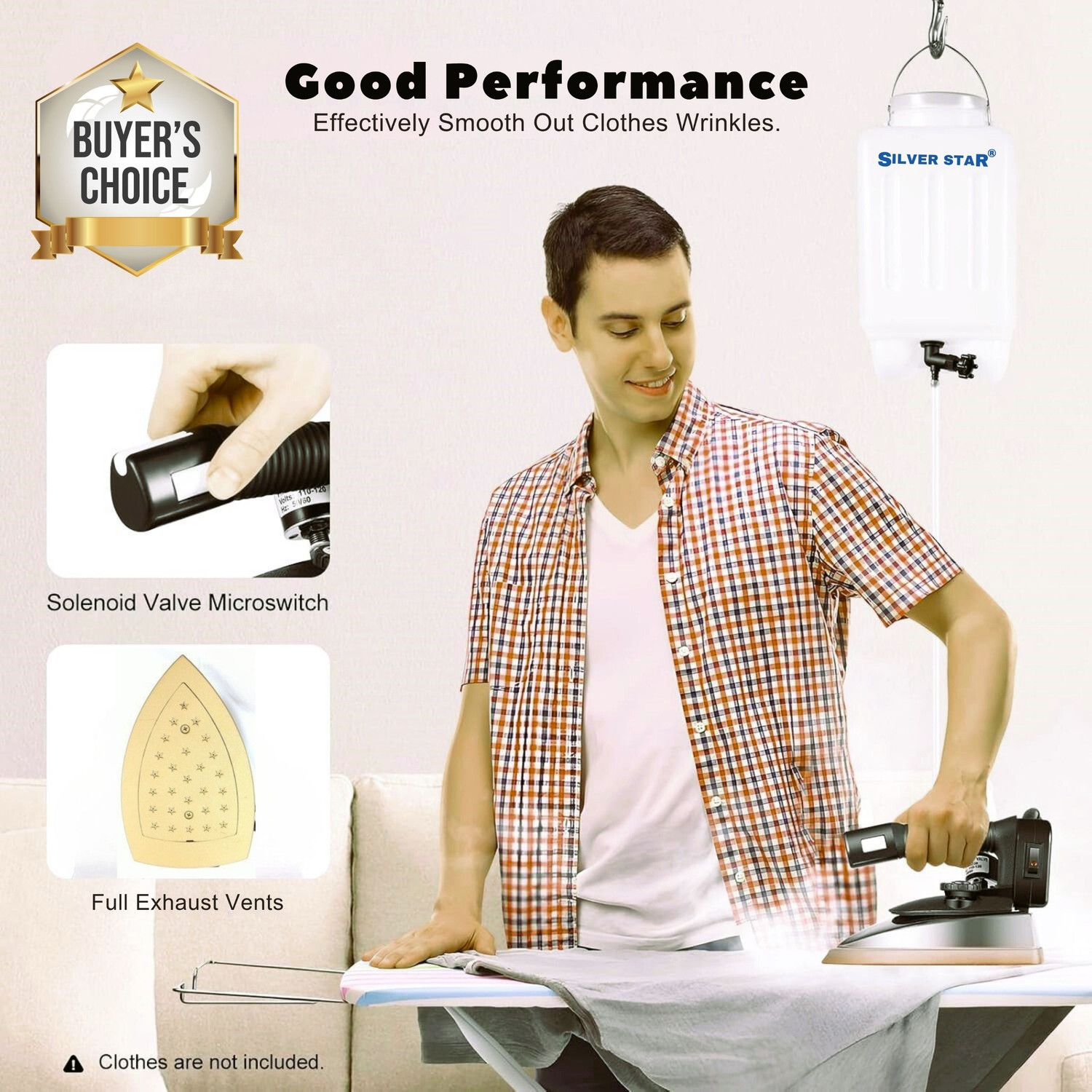 Image of Silver Star by AIPRESS STEAM IRON ES300 L 1800W FULL STEAM 220 W Steam Iron