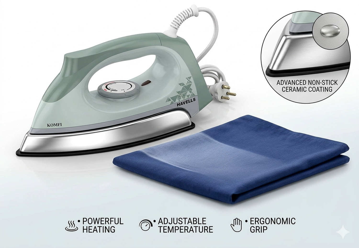 Image of HAVELLS Komfi Dry Iron 1000 W Dry Iron