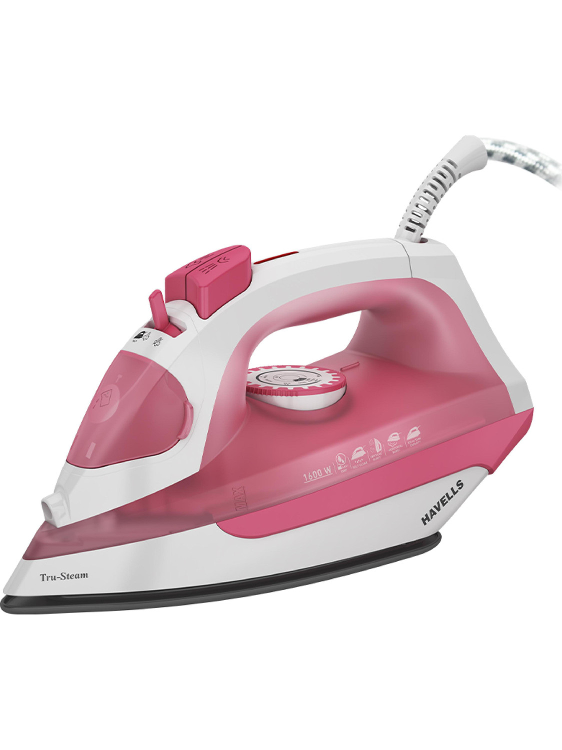 Image of HAVELLS Tru-Steam Steam Iron with Self Cleaning Function|Vertical & Horizontal Ironing 1600 W Steam Iron (Pink)