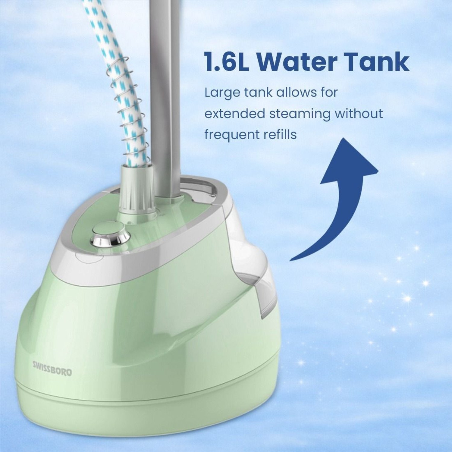 Image of swissboro Wego Garment Steamer 1.6L Water Tank | 8 Steam Settings 2000W Powerful 35g /min 2000 W Garment Steamer