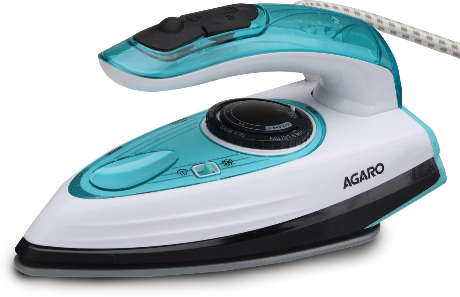 Image of AGARO Primo Travel Steam Iron, Compact, Ceramic Coated Sole plate, Cotton,Wool, Poly, 1200 W Steam Iron