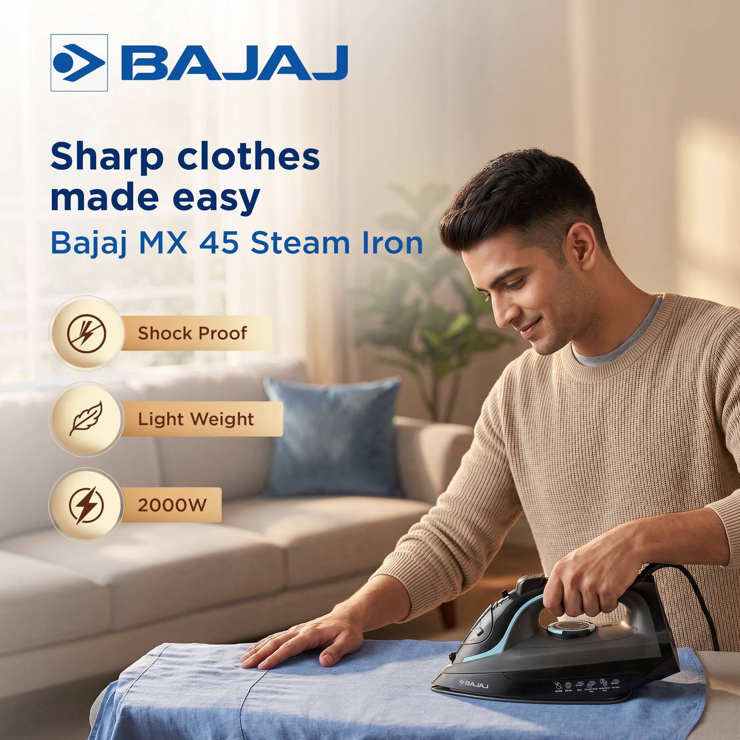 Bajaj MX 45 Steam Iron 2000W - Image 2