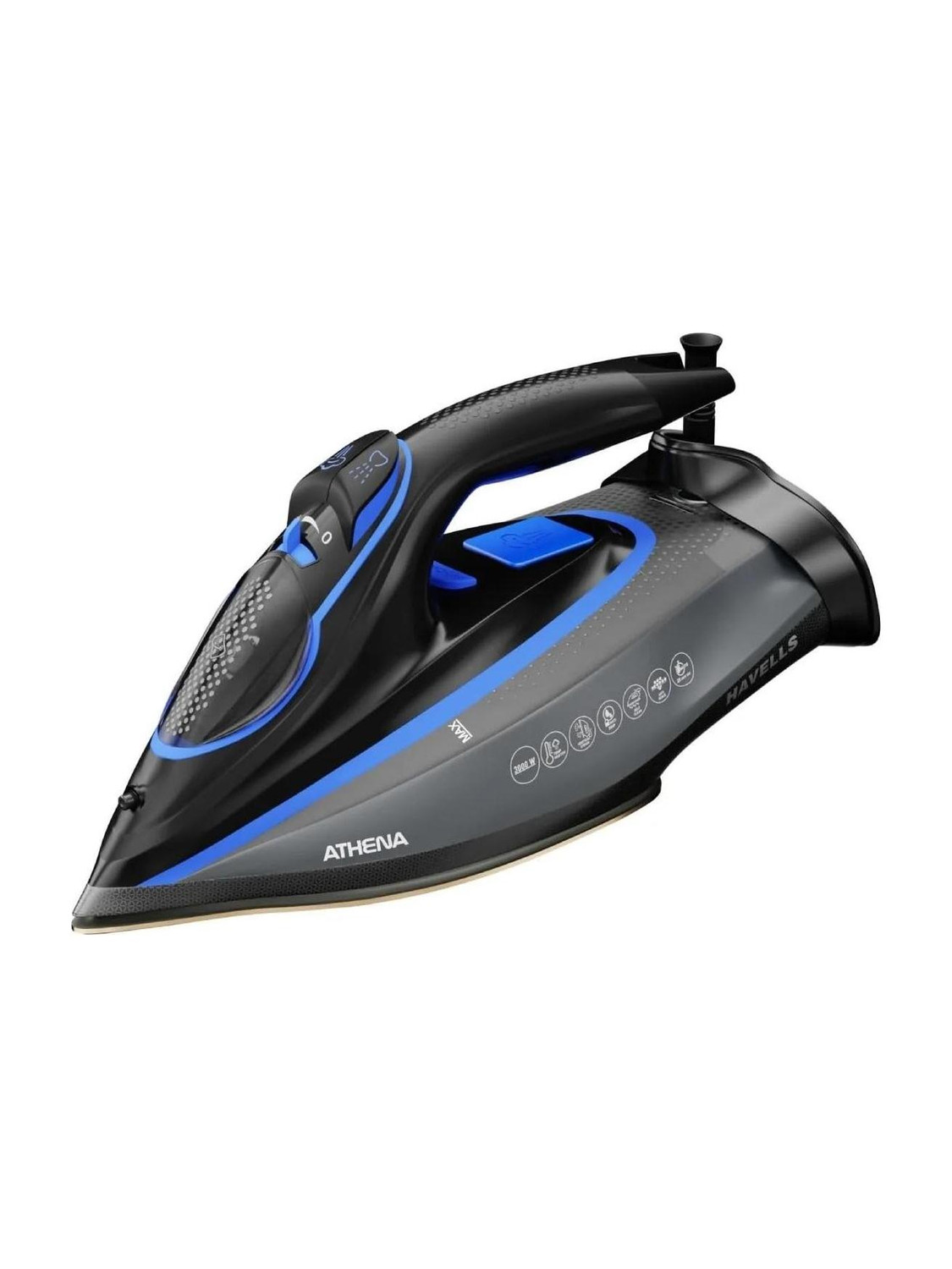 Image of HAVELLS Athena Steam Iron with Smart i Sense Technology(No Fabric Burn) 3000 W Steam Iron (Black, Blue)