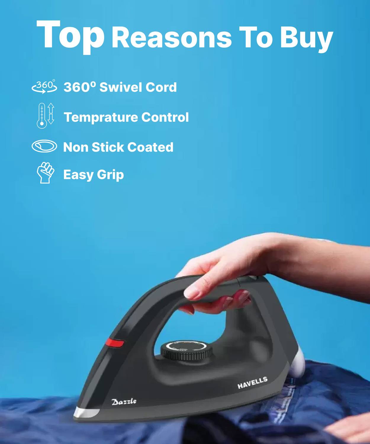 HAVELLS Dazzle 1100W Dry Iron - Image 3