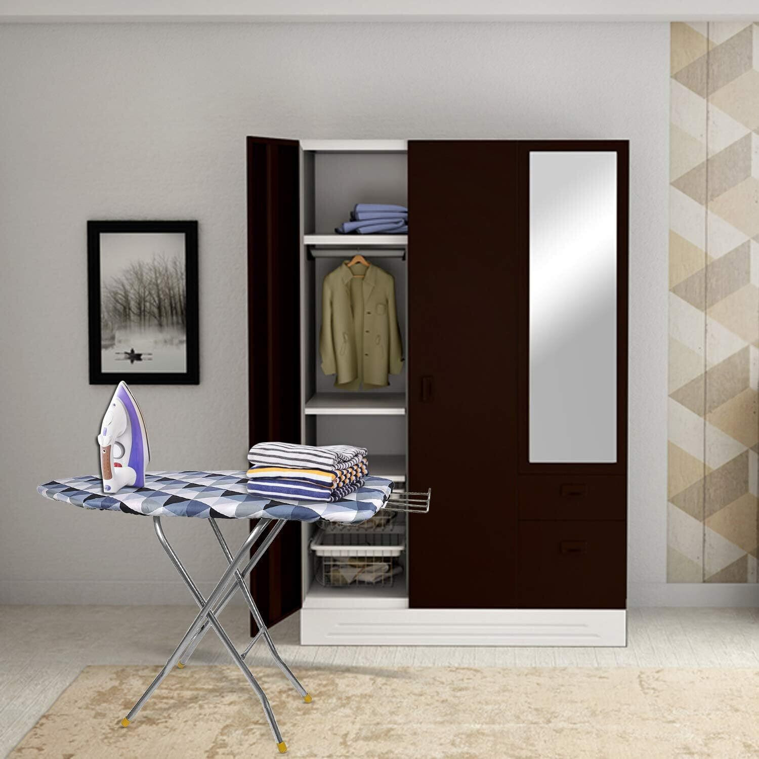 Image of SWINGISH by NA Wooden Self Standing With Folding Feature (Color May Vary, Multi-Color) Ironing Board