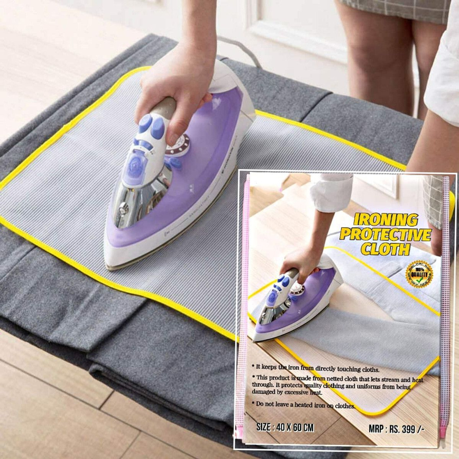 Image of GEEO by GEEO 60x40cm Protective Ironing Mesh Cloth - Heat Resistant & Durable for Ironing Board