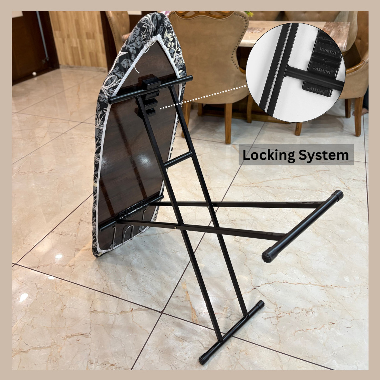 Image of Jaimini by Jaimini Prime wooden Iron Table for Ironing Clothes | Press Stand Adjustable & Foldable Ironing Board