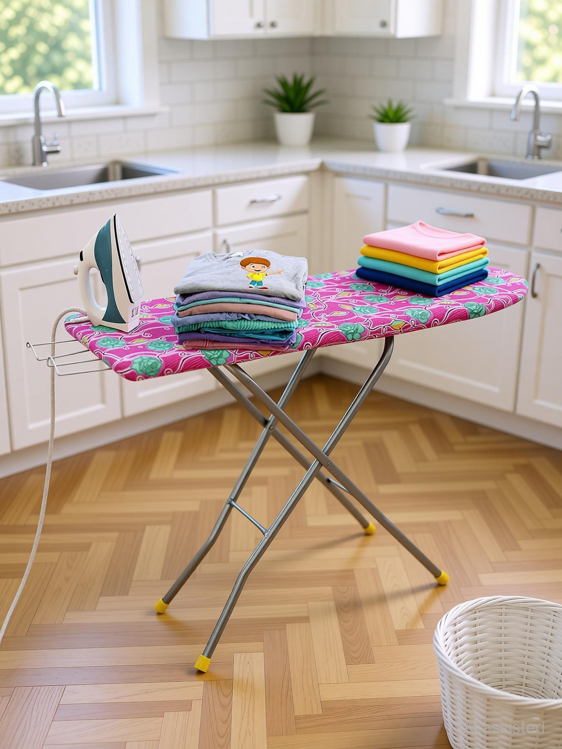 Image of Soaring by NA X-Pres Wooden Foldable Table With Iron Holder and 3mm Felt Padding Ironing Board