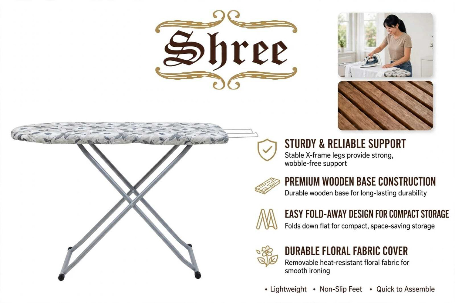 Image of Shree Enterprises by SHREE ENTERPRISES IRON TABLE WITH SUPPORT Multi-Purpose Clothes Pressing Stand Ironing Board