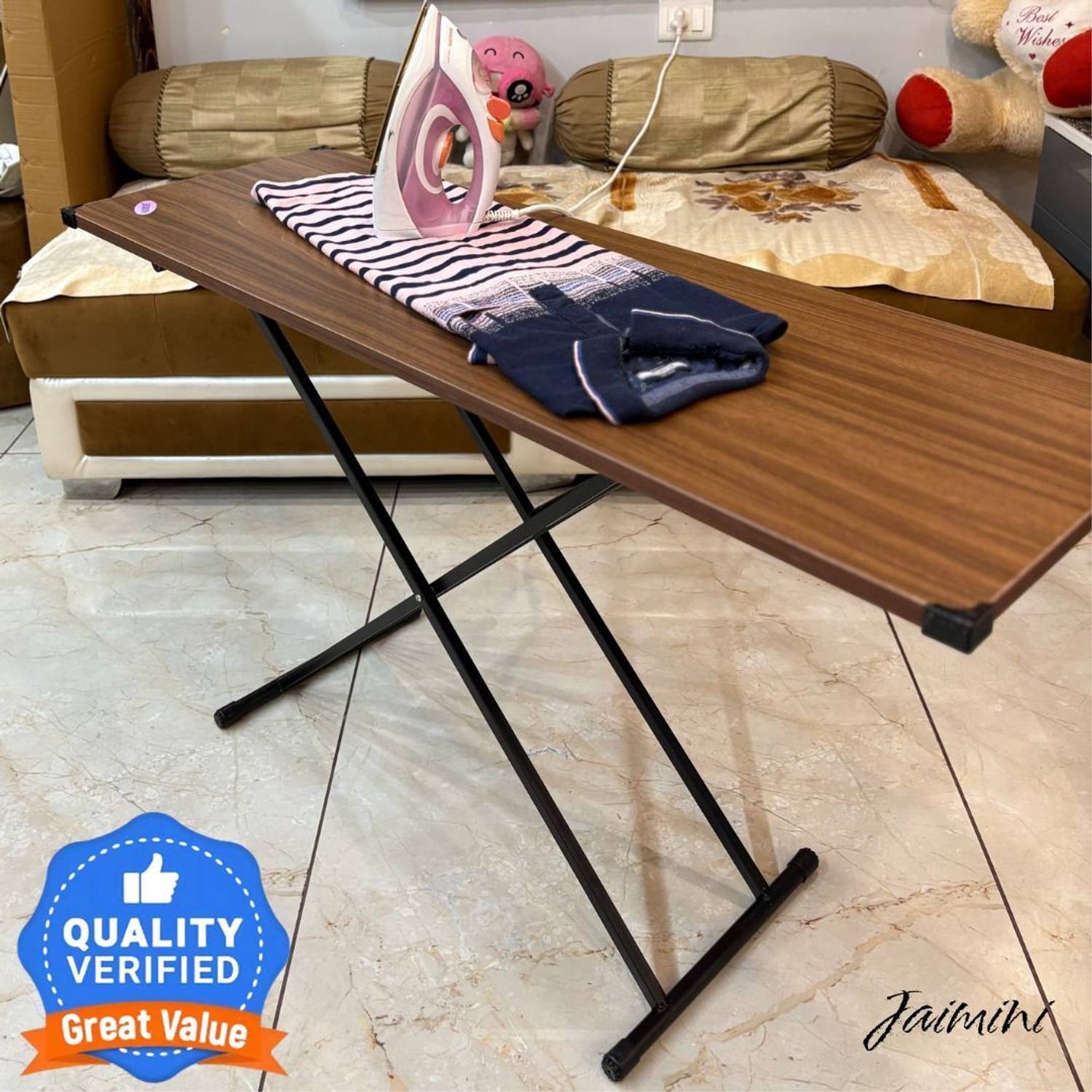Jaimini Foldable Iron Table | Height Adjustable | Multi Purpose