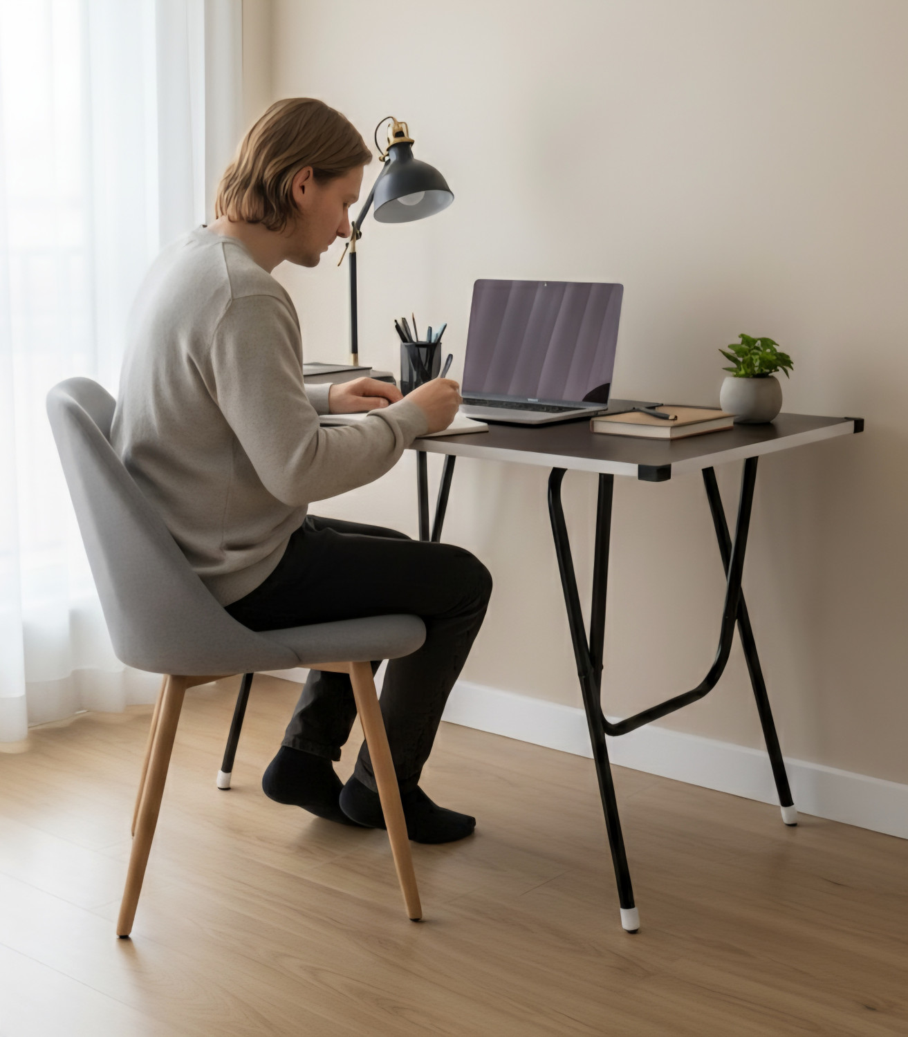 Image of EuroQon Workstation Foldable Engineered Wood Computer Desk