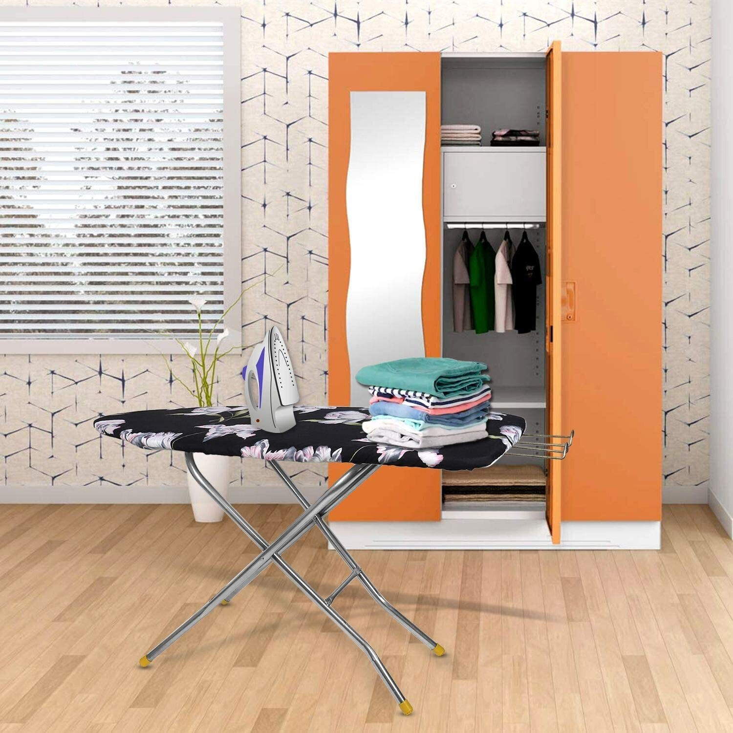 Image of SWINGISH by NA Wooden Self Standing With Folding Feature (Color May Vary, Multi-Color) Ironing Board