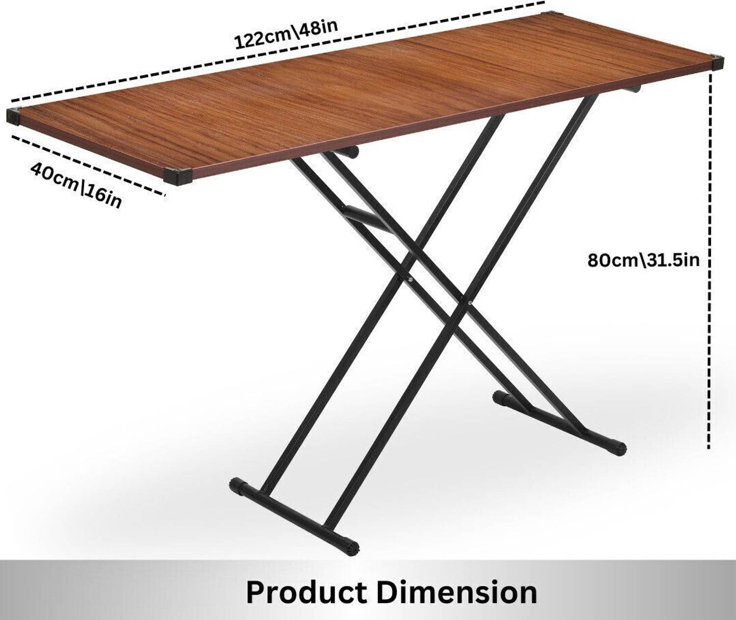 【Hinoki Iron Table 】No.1632 Jaimini Foldable Iron Table | Height Adjustable | Multi Purpose