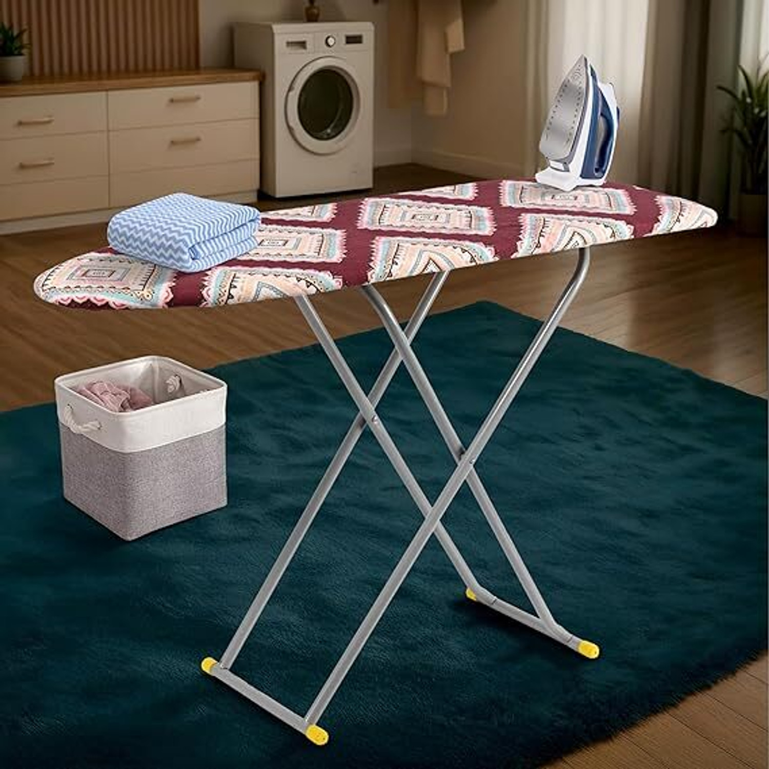 Image of Maanit Wooden Self Standing With Foldable Height Adjustable Heavy duty Color And Design Ironing Board