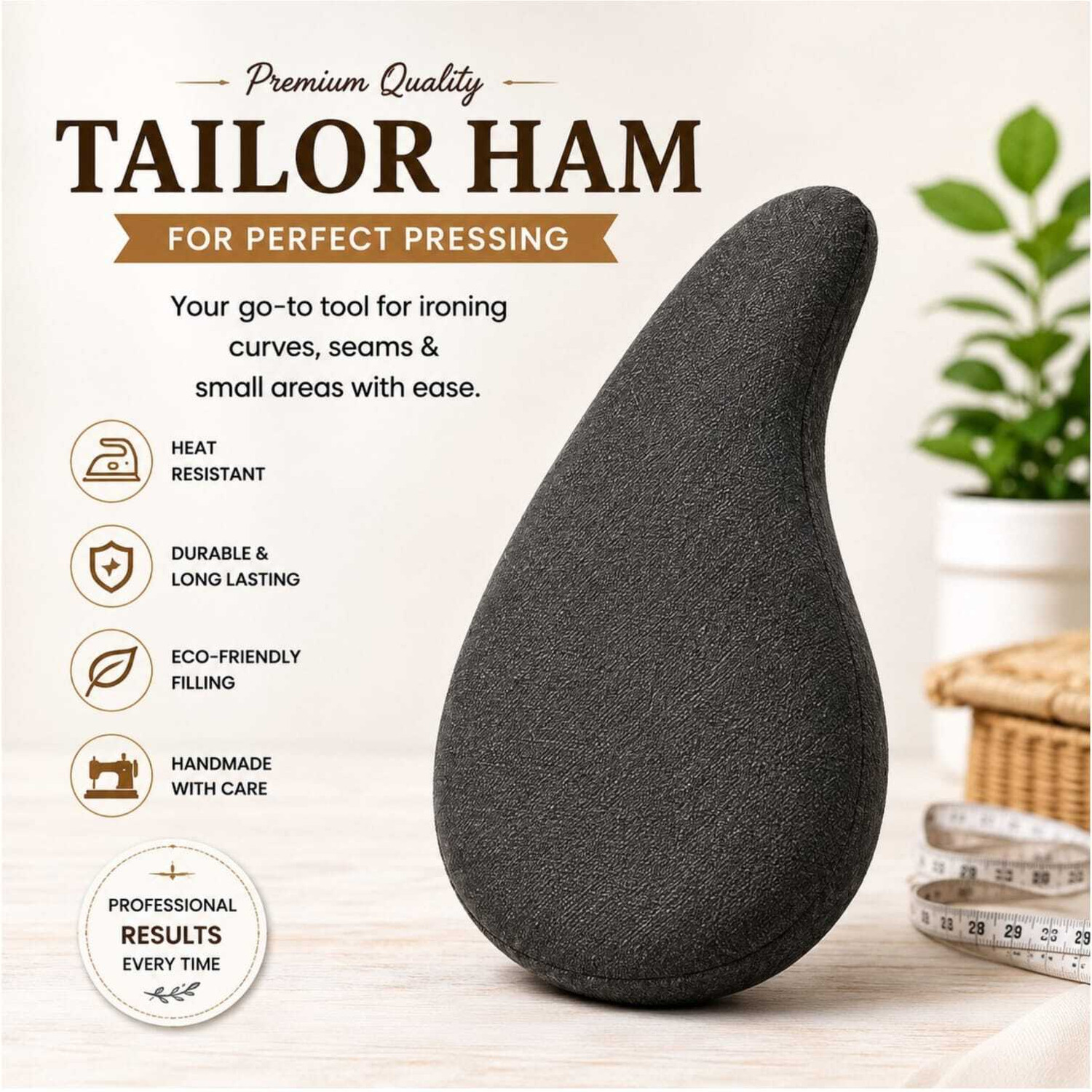 Image of Primikaa Tailor Ham for Ironing, Sawdust Filled Pressing Cushion Ironing Mat (Cotton)