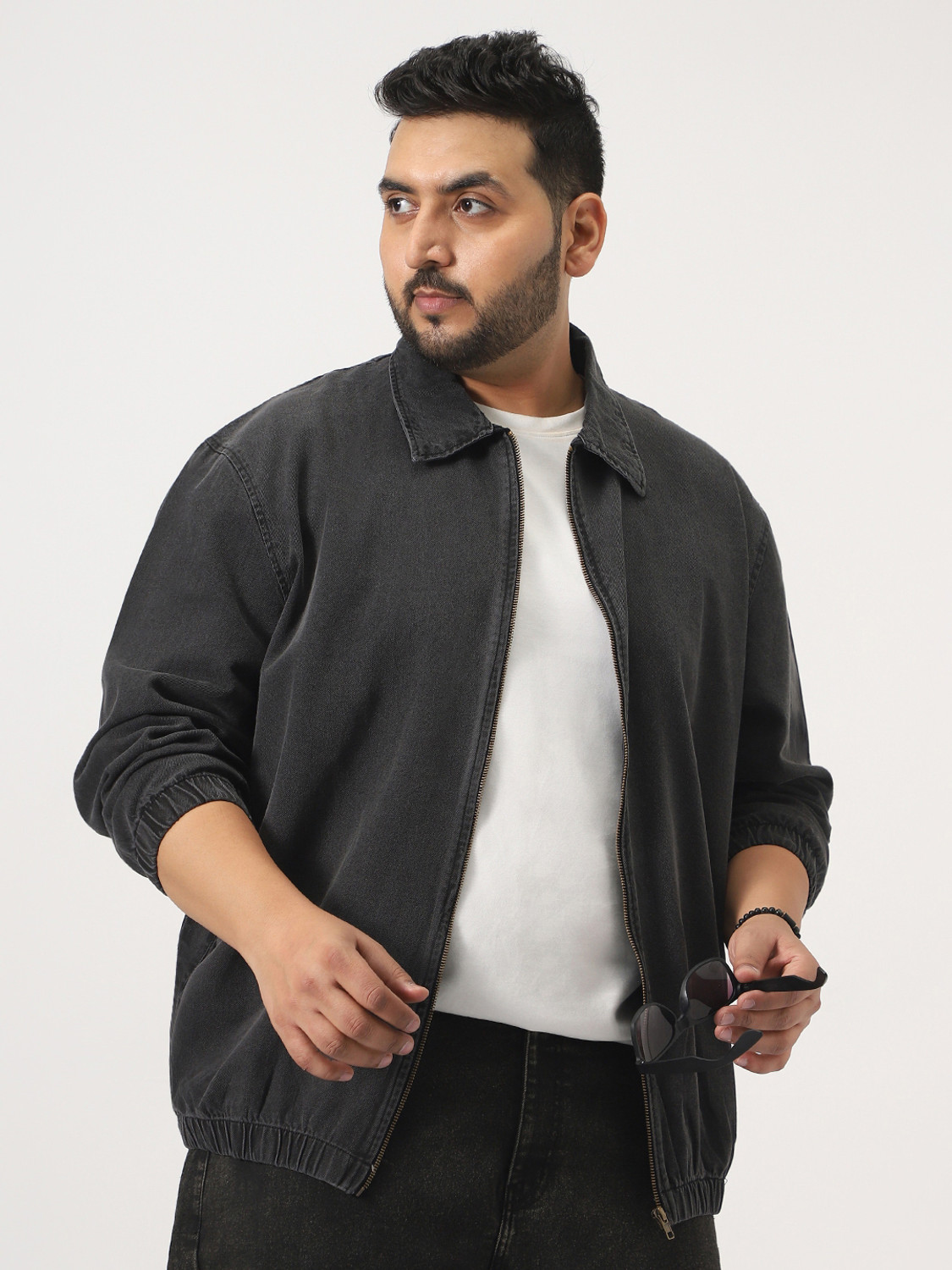 Image of Urbano Plus Full Sleeve Washed, Solid Men Denim Jacket
