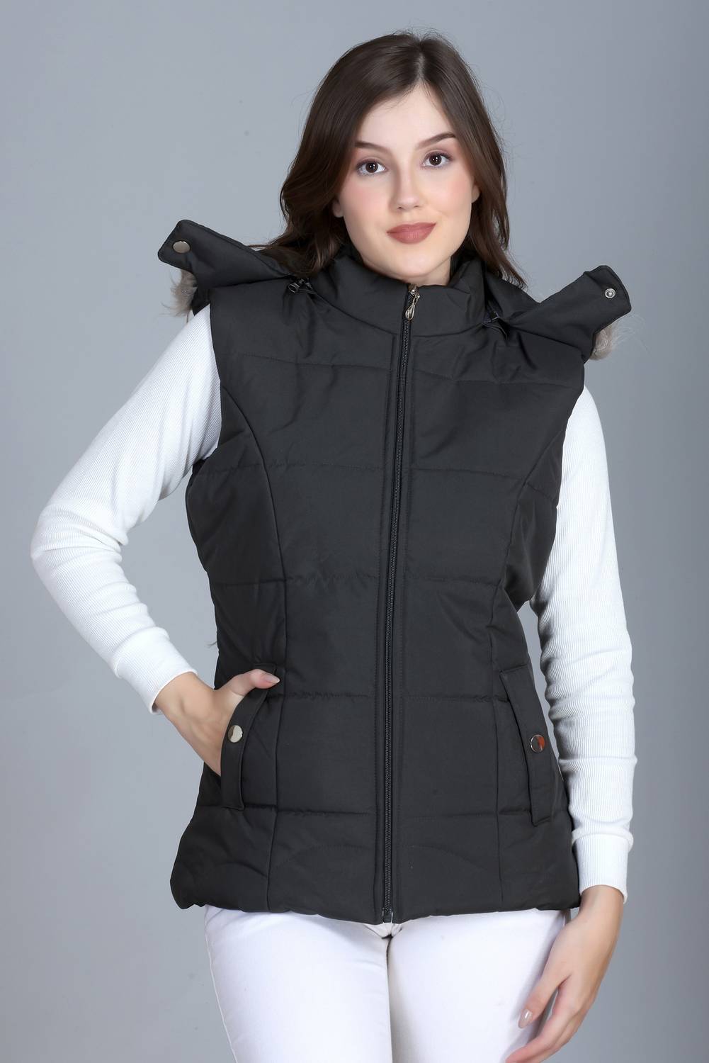 BARSTOW Sleeveless Solid Women Jacket