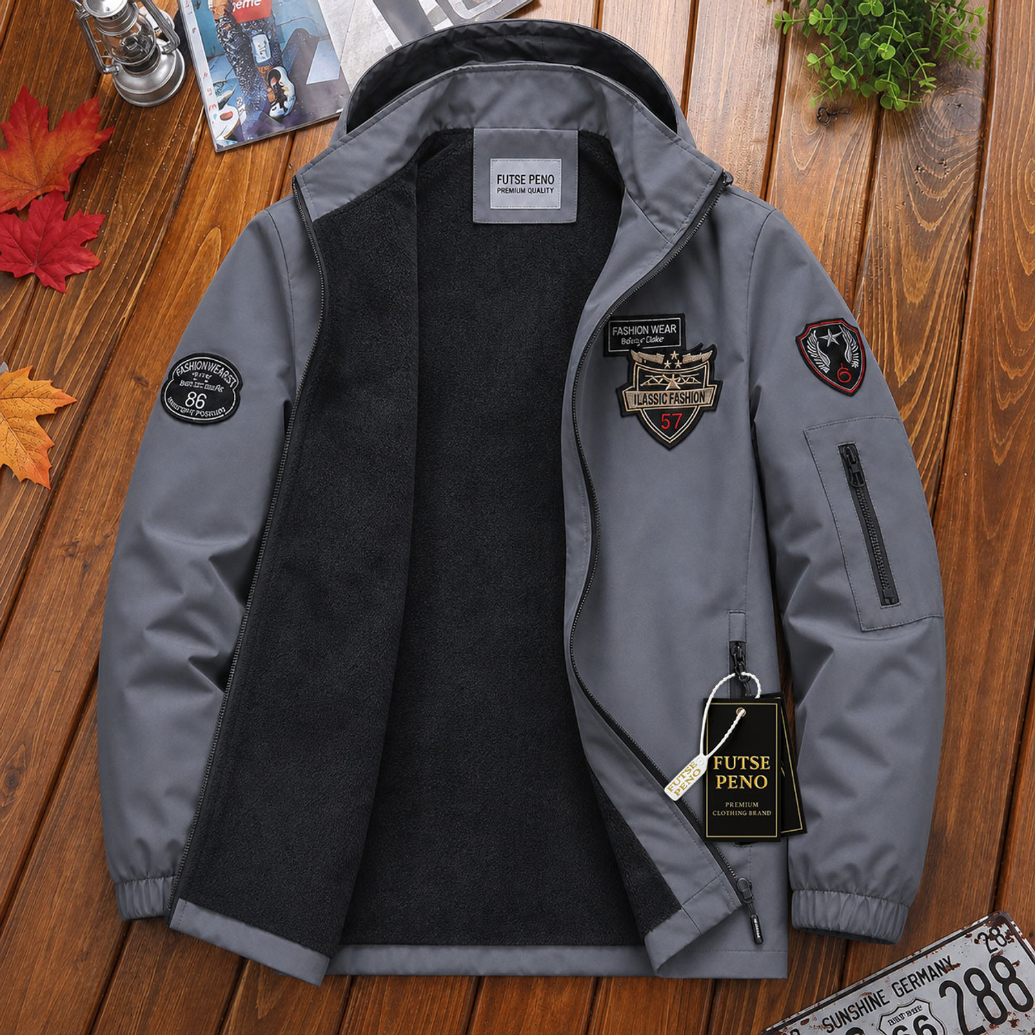 Image of FUTSE PENO Men Applique Casual Jacket