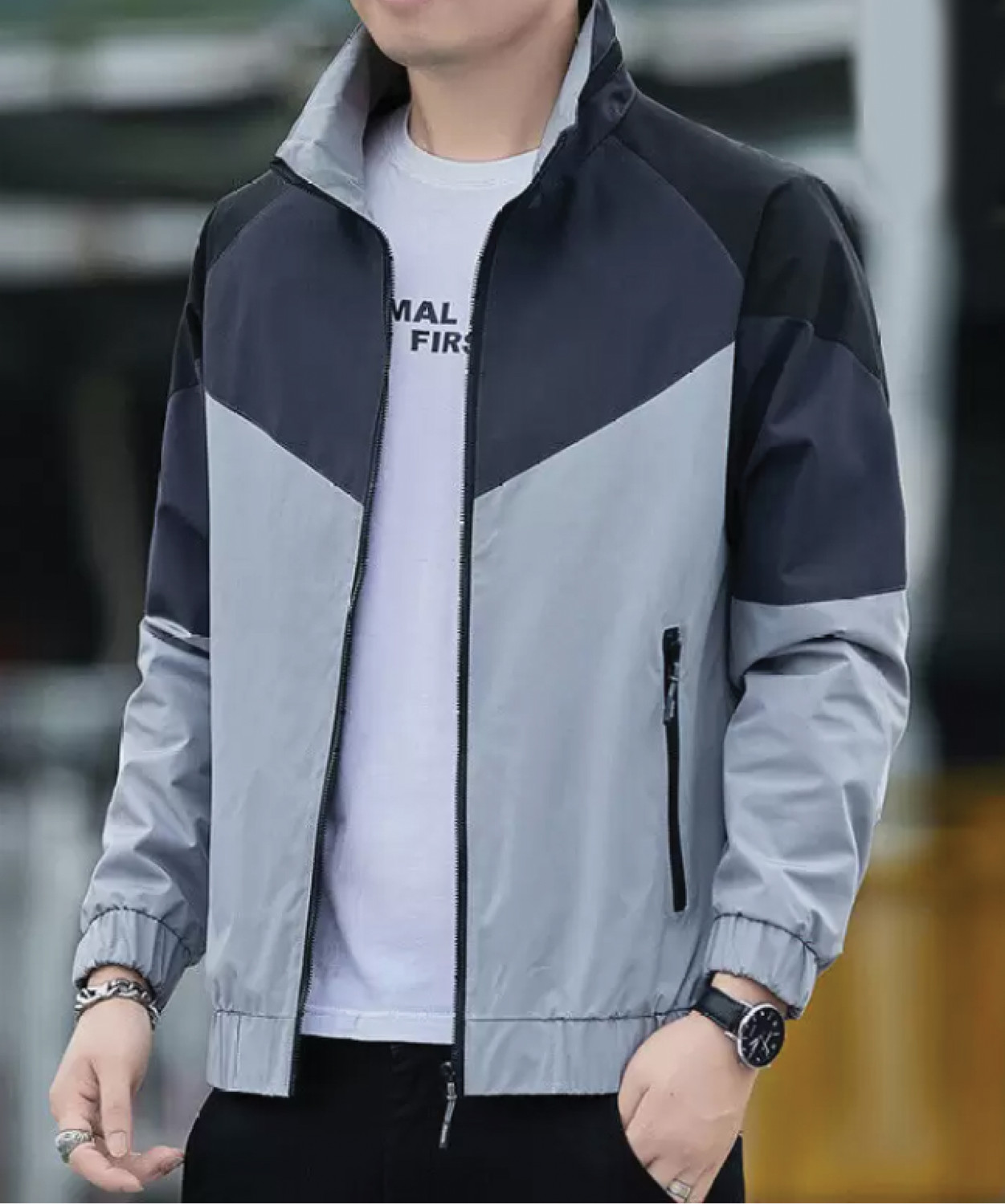 Image of QUIN FLETCHER Full Sleeve Colorblock Men Jacket