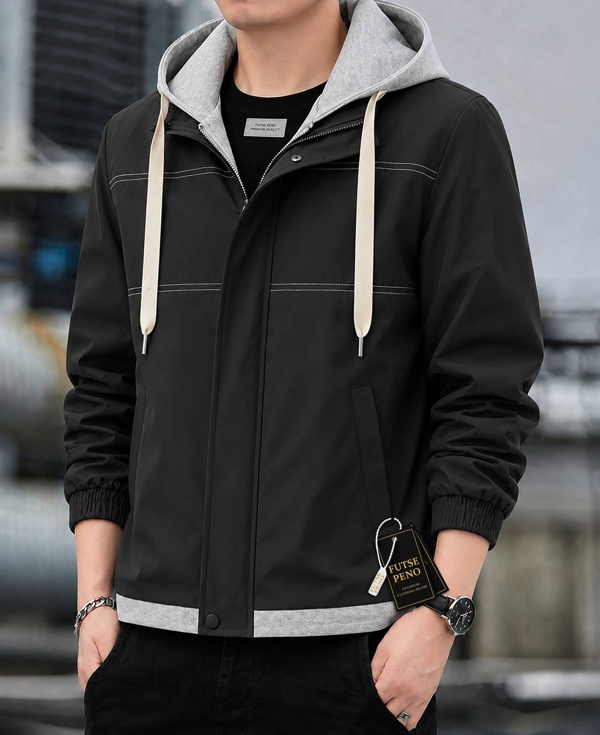 FUTSE PENO Men Colorblock Casual Jacket - Image 2