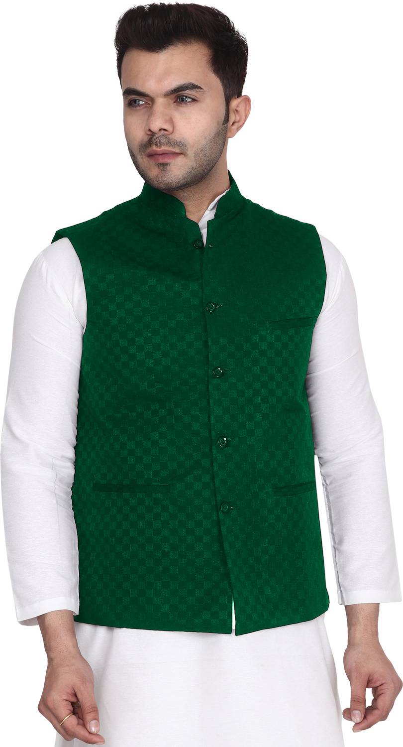Aaryavar Sleeveless Self Design Men Jacket