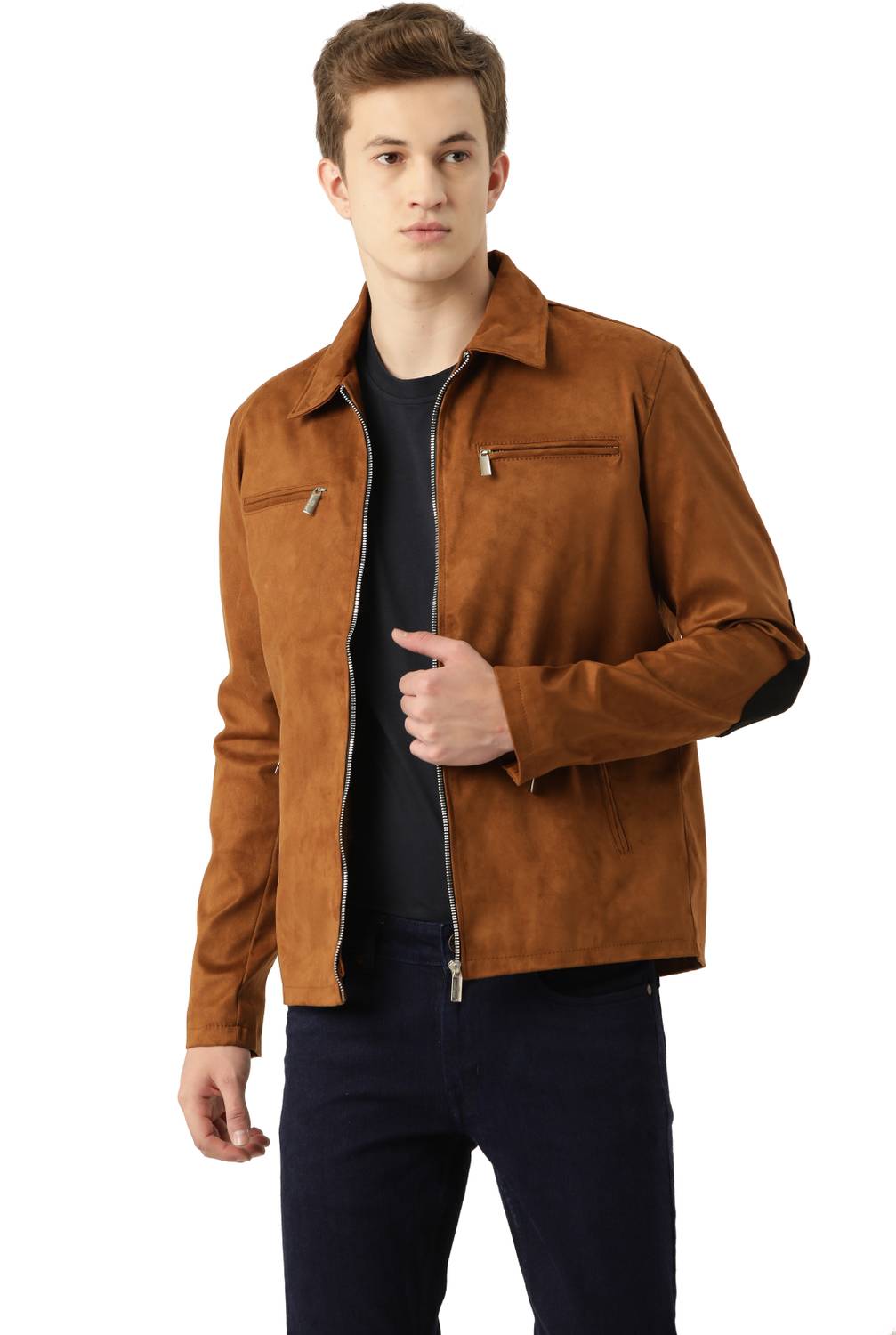 Leather Solid Full Sleeve Jacket for Men - Image 1