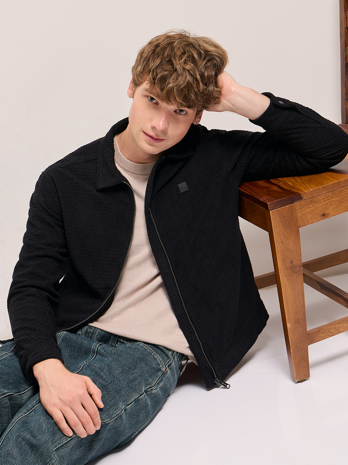 Image of THE BEAR HOUSE Full Sleeve Self Design Men Jacket